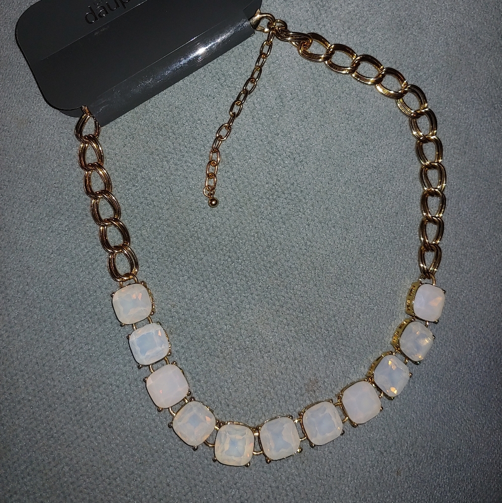 Carol Dauplaise Opalescent Beads Gold Tone Chain Necklace 18" NWT
